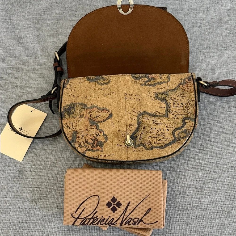 Patricia Nash European Map Print Velledoria Crossbody Bag - Picture 6 of 12